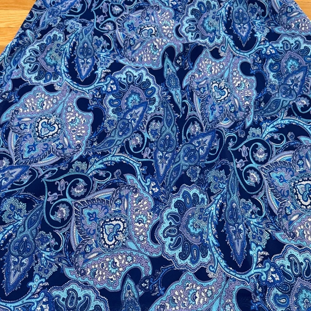 Roz & Ali Blue Paisley A-Line Skirt